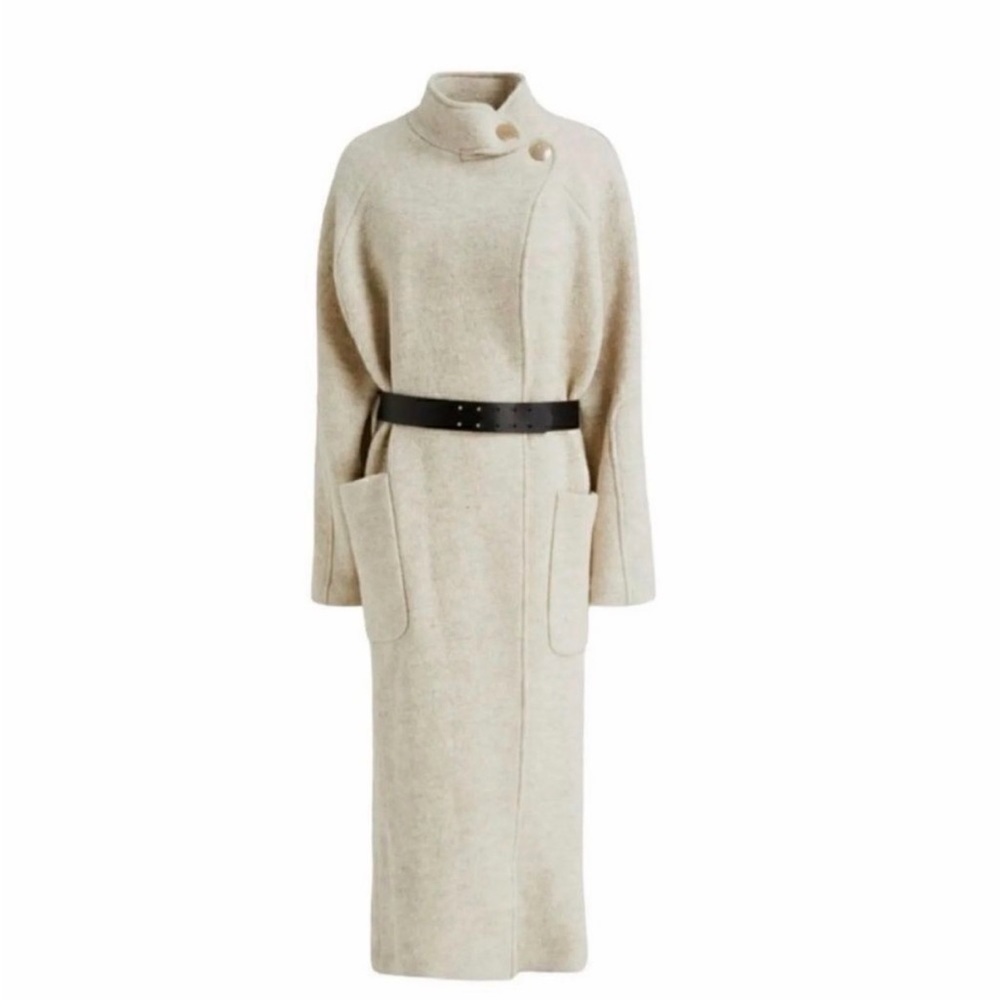 Ba&sh Elegant Cream Belted Coat